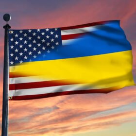Ukraine Grommet Flag American And Ukrainian BNT585GF