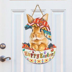 Happy Easter Bunny Egg Wooden Door Sign QNN822WD