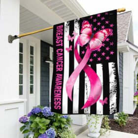 Breast Cancer Awareness Flag Butterfly Breast Cancer Awareness American Flag TRH1889Fv1