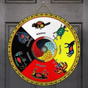 Teachings of the Seven Grandfathers Native American Round Wooden Sign LHA2167WD