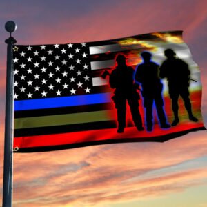 Police Military and Fire Thin Line USA Blue Green Red Line Grommet Flag QNK1089GF