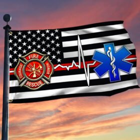Firefighter EMT Flag First Responder Grommet Flag TRV1880GFv1