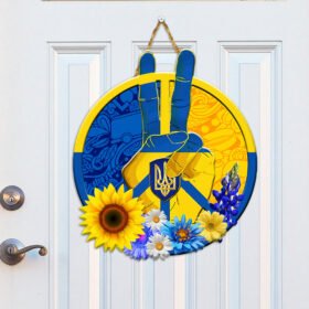 Peace Sign. Hippie Sign. Peace For Ukraine. Ukraine Flag. Ukraine And Sunflower Custom Wooden Sign NNT451WD