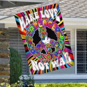 Hippie Flag Make Love Not War Peace Sign Flag TRH1842F