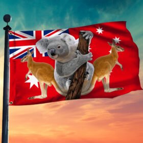 Australian Flag Aussie Kangaroo Koala Australian Day Grommet Flag TRV1732GFv1