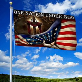 One Nation Under God. Christian Cross American Flag THB2013GF