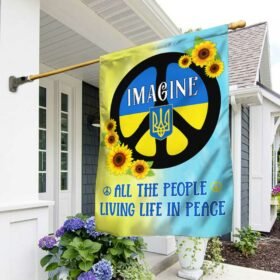 Stand With Ukraine Flag Imagine All The People Living Life In Peace DBD3425F