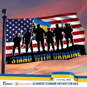 Stand With Ukraine. Ukraine America Flag THH3843GF