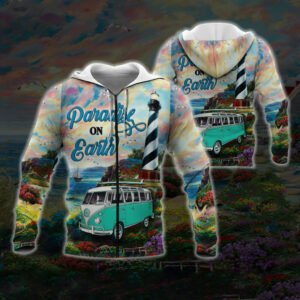 Camping 3D Zip Hoodie Lighthouse Door Cover Paradise on earth NTB186ZH
