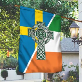 Irish Swedish Flag, Celtic Cross St. Patrick's Day, Sweden and Ireland Friendship QNK1082F