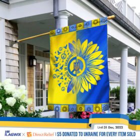 Peace In Ukraine Sunflower Peace Sign Flag TPT18F
