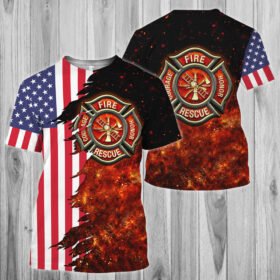 Firefighter T-Shirt Firefighter American 3D T-Shirt TRH1961TS