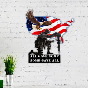U.S. Veteran. All Gave Some, Some Gave All American Eagle Hanging Metal Sign TPT76MS