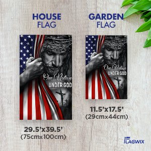 One Nation Under God America House Flag 29.5''x39.5''/Garden Flag 11.5''x17.5'' 