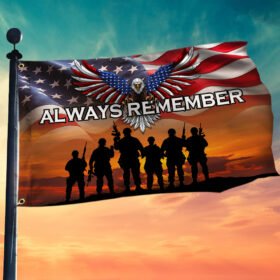 Memorial Day Grommet Flag, Always Remember U.S. Veteran TQN05GF