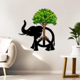 Elephant Hanging Metal Sign Hippie Forest Peace LNT68MS