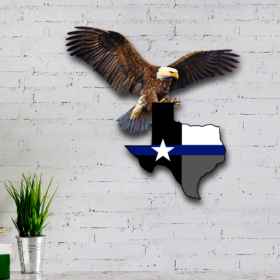 Texas Thin Blue Line Eagle Hanging Metal Sign TQN56MSv1