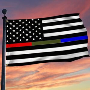 Police Military and Fire Thin Line USA Blue Green Red Line Grommet Flag TQN35GF