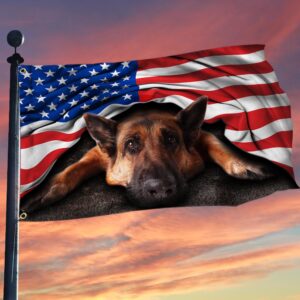 German Shepherd American Patriot US Grommet Flag THH2903GFv1