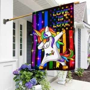 Unicorn Love Is Love, Pride LGBT Rainbow Flag TPT56F