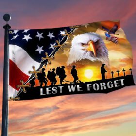 American Veterans Eagle Grommet Flag Lest We Forget MLN86GF