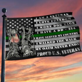 Veteran Flag Proud U.S. Veteran American Grommet Flag QTR40GF