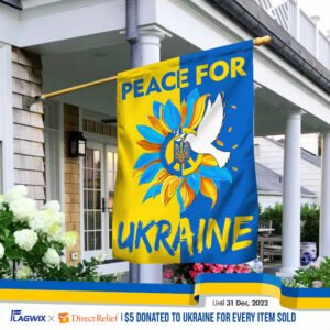 Peace For Ukraine. Sunflower Peace Sign Ukraine Flag TPT18Fv2
