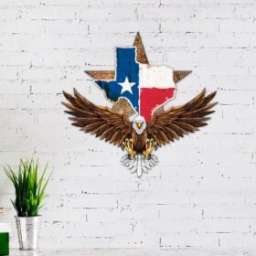 Texas Map Eagle Patriot Decor Hanging Metal Sign TQN70MS