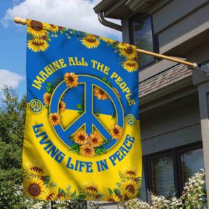 Ukraine Hippie Peace Sign Flag Imagine All The People Living Life In Peace MLN81F