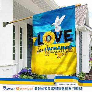 Love for Ukraine Flag Stand With Ukraine Peace Dove MLN55F