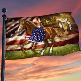 Horse Flag Patriotic Faith Horse American Grommet Flag QTR50GF