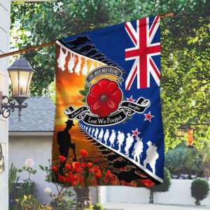 Lest We Forget. Poppy Veteran Anzac Day. New Zealand Flag THB3801Fv3