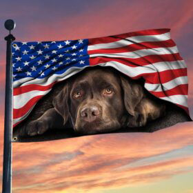 Chocolate Labrador Retriever. American Patriot Grommet Flag THH2903GFv5