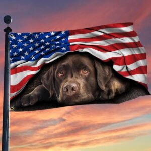 Chocolate Labrador Retriever. American Patriot Grommet Flag THH2903GFv5