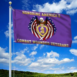 Purple Heart Flag American Eagle Honoring America's Combat Wounded Veterans Flag QTR85GF