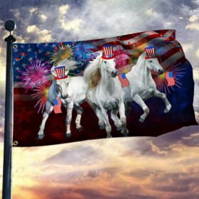 Horses Flag Independence Day Horses American Grommet Flag QTR36GF