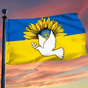 Ukraine Flag Ukrainian Peace Dove Sunflower Grommet Flag QTR12GF