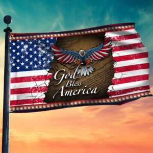 Patriotic Eagle Grommet Flag God Bless America MLN84GF