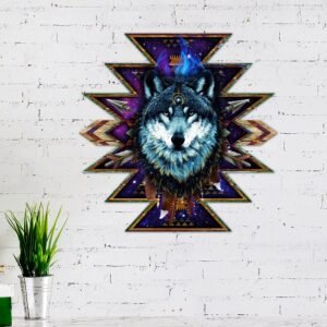 Wolf Metal Sign Native American Wolf Hanging Metal Sign QTR52MS