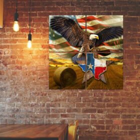 Texas Eagle American Flag Art Multipiece Metal Sign Decor QNK751MMS