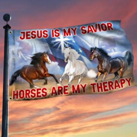 Horses Grommet Flag Jesus Is My Savior Horses Are My Therapy TQN96GF