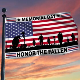 Memorial Day Flag Honor The Fallen American Grommet Flag QTR66GF