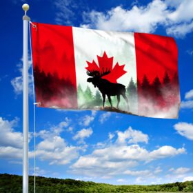 Happy Canada Day Grommet  FLag. Canada's Birth's Day Grommet Flag Moose Heaven LNT168GF