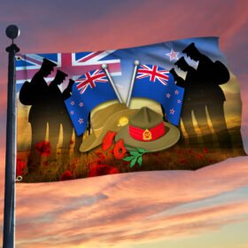 Anzac Day New Zealand Grommet Flag Lest We Forget TQN193GF