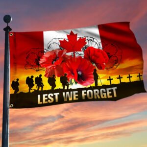 Canada Veteran Canada Day Poppy Flowers Grommet Flag Lest We Forget MLN165GF