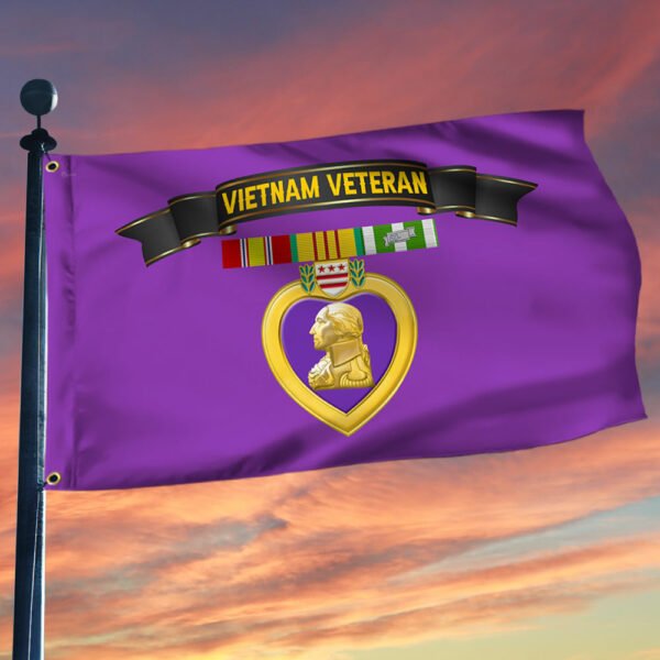 Purple Heart Flag Vietnam Veteran National Purple Heart Day Grommet Flag QTR125GF