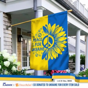Peace For Ukraine. Sunflower Peace Sign Ukraine Flag TPT18Fv3