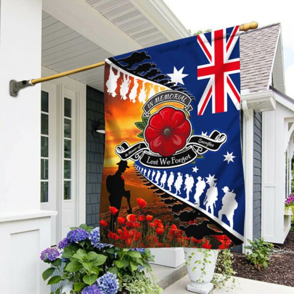 Lest We Forget. Poppy Veteran Anzac Day. Australian Flag THB3801Fv4