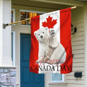Happy Canada Day Flag. Dominion Day Flag. Canada Birthday Flag Funny Polar Bear LNT144Fv3