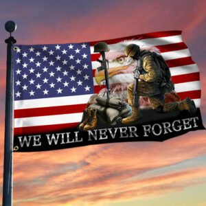 Veteran Flag Memorial Day We Will Never Forget US Veteran American Grommet Flag QTR128GF